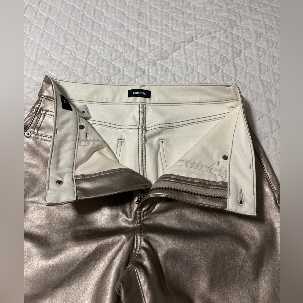 Express Metallic Gold High Rise Skinny Pants NWOT - Picture 4 of 12